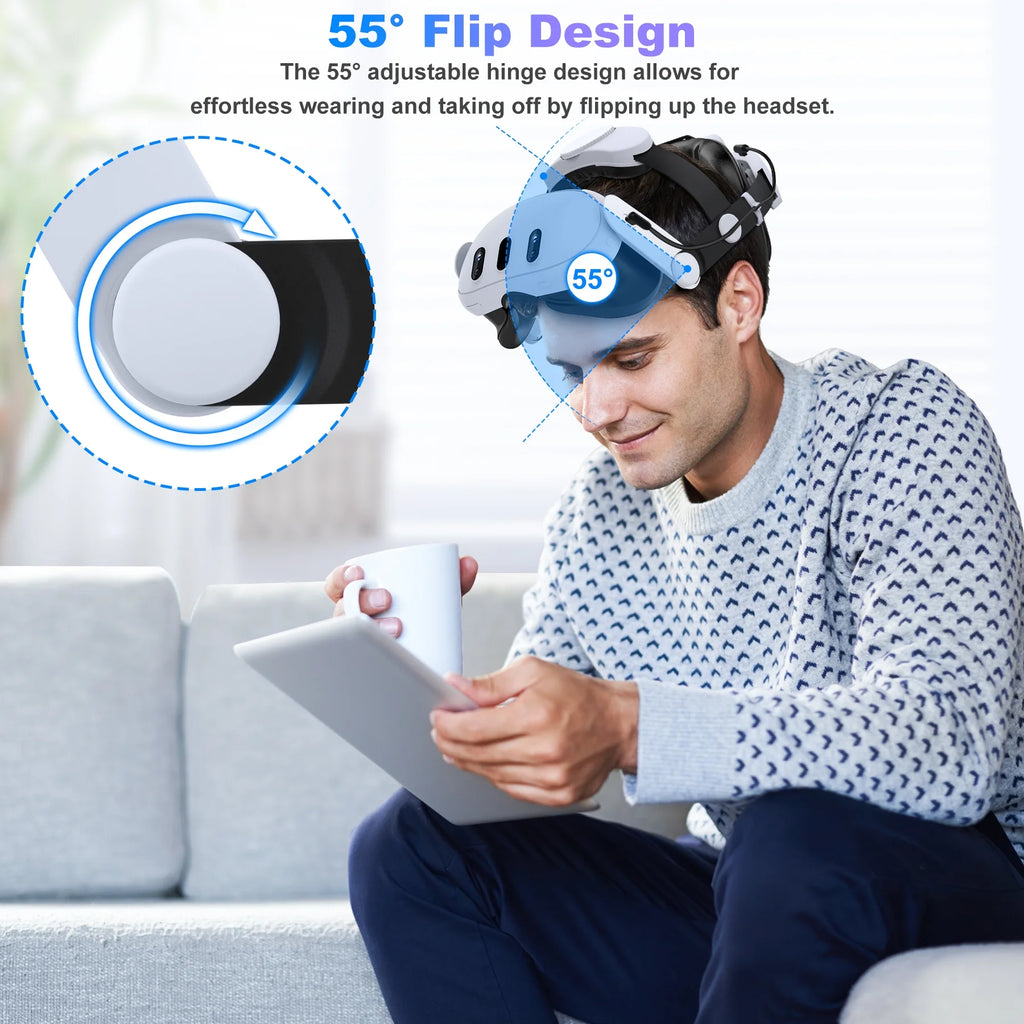 Head Strap with 7500mAh Rechargeable Battery for Quest 2 & 3 VR Headset A84991