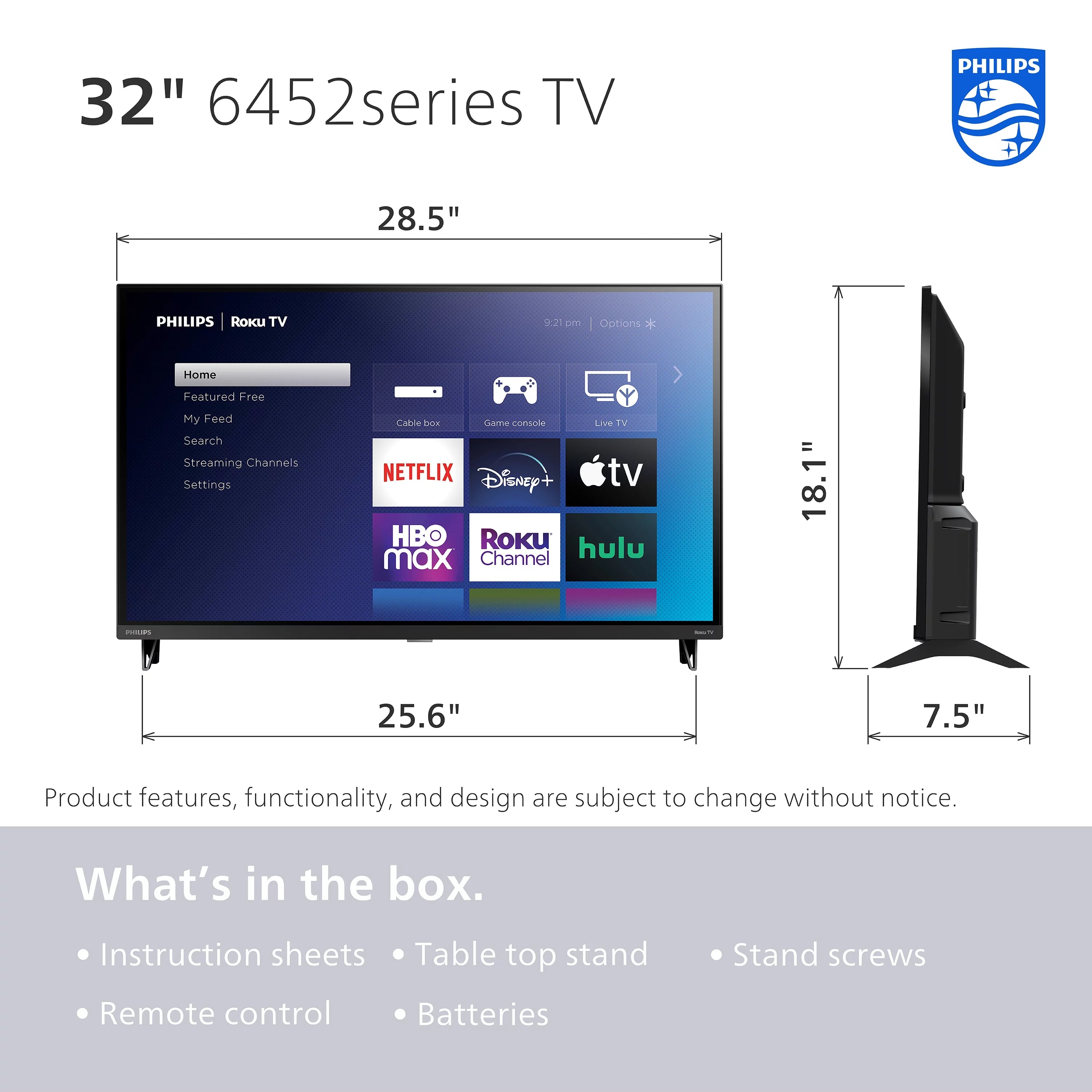 32" HD Smart Roku Borderless LED TV P76333