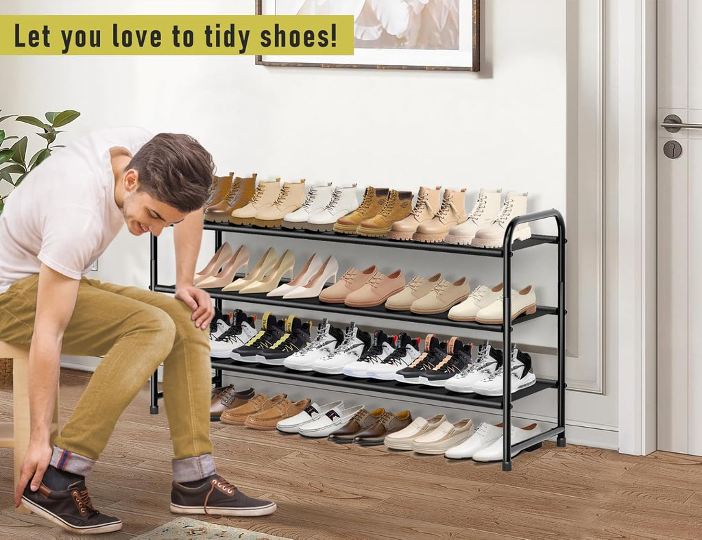 3-Tier Long Shoe Rack for Closet with 8-Shelf Hanging Organizer M871