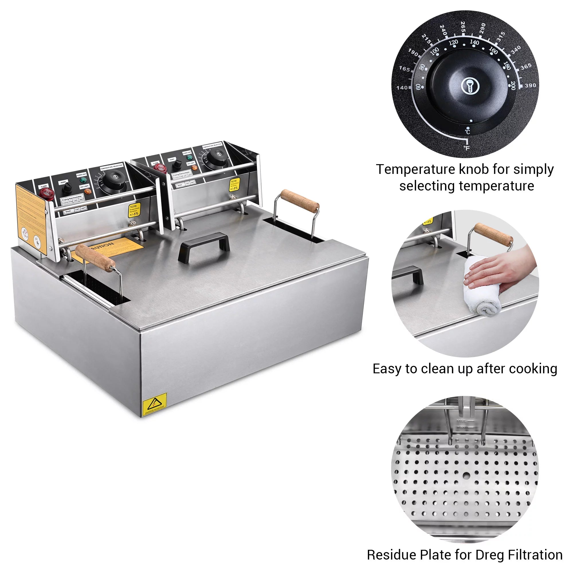 Electric Deep Fryer 20L Stainless Steel Commercial P43186