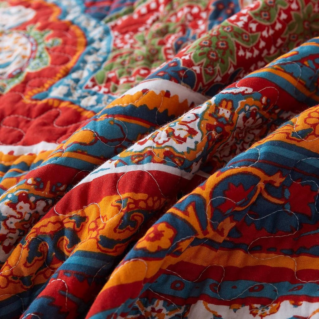 Reversible Cotton Patchwork Bedspread Set W41550