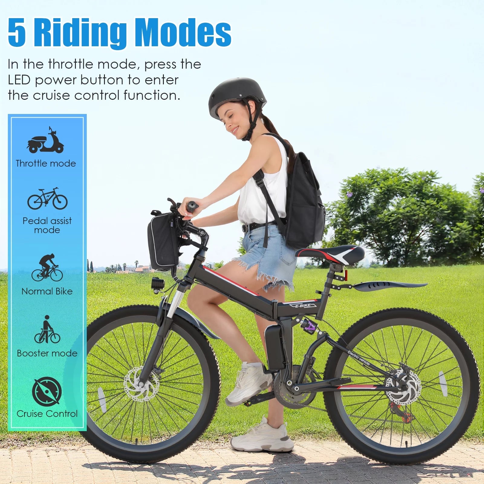 Folding Electric Mountain Bike for Adults, 48V 7.8Ah, 21 Speed W320