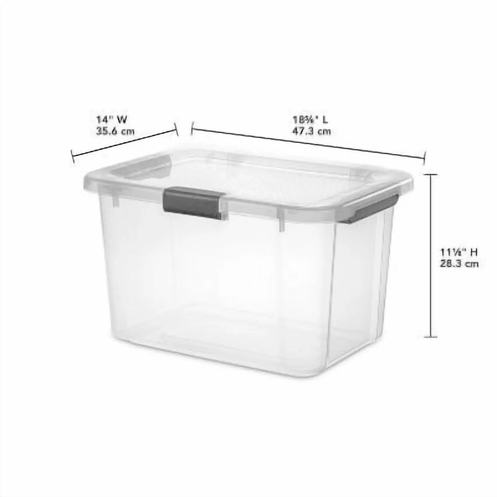 Plastic Storage Tote with Hinged Lid and Handles, Stackable O2837