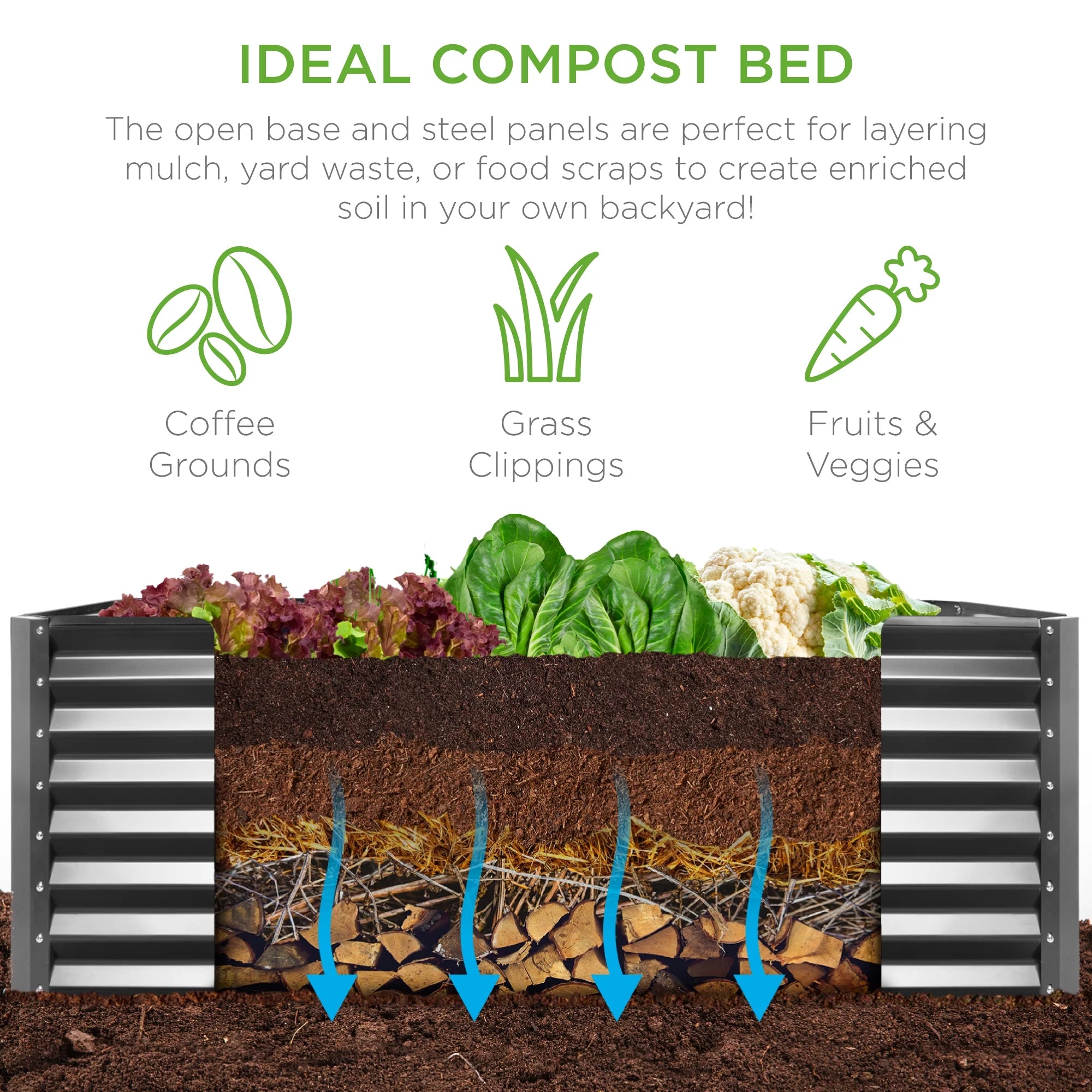 Outdoor Metal Raised Garden Bed for Vegetables, Flowers, Herbs X14270