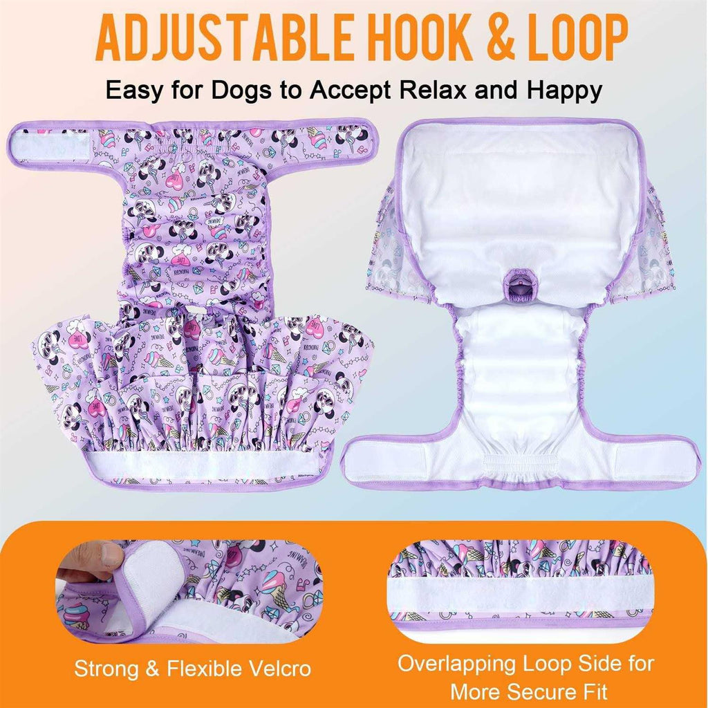 Washable Dog Diapers for Female Dogs, 3 Pack, Reusable Leak-Proof Puppy Diapers L5446