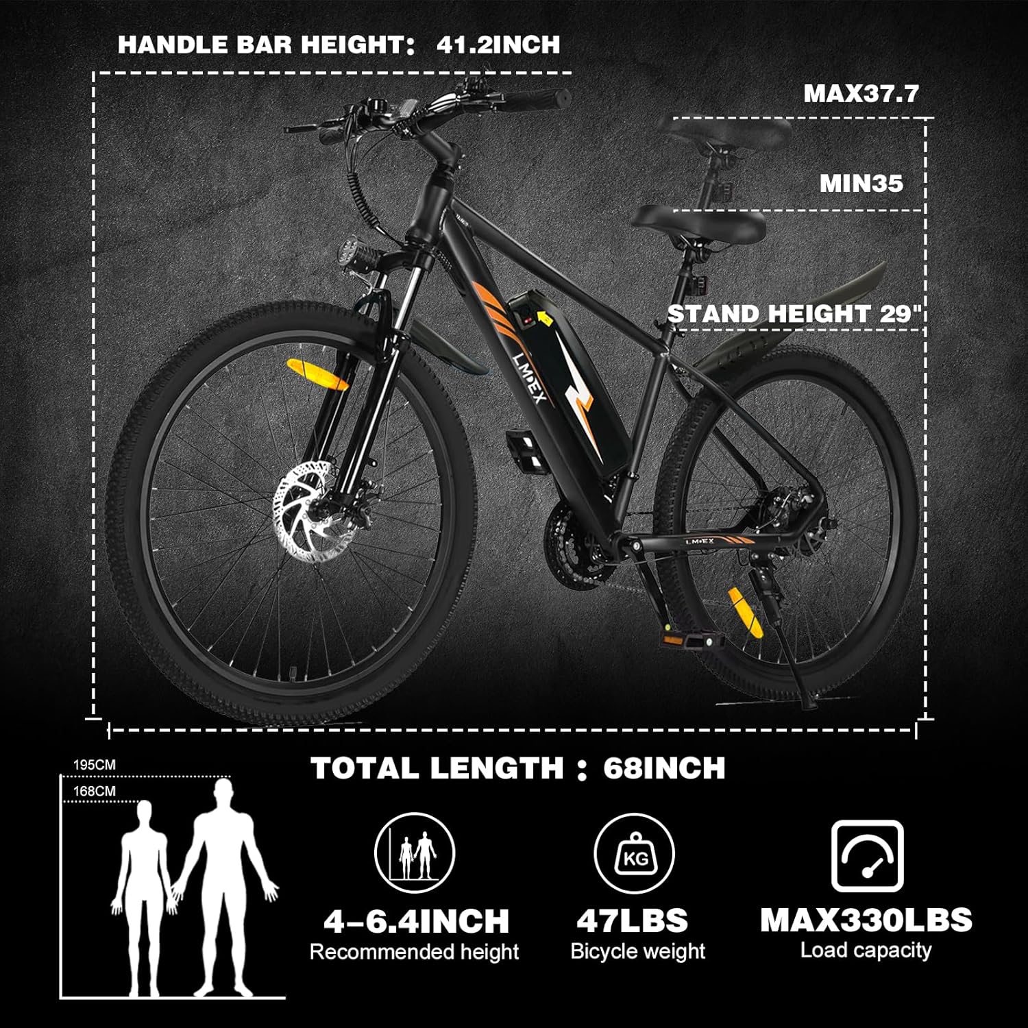 Electric Bike for Adults 26" Mountain Ebike 500W Motor with Removable Battery L98149