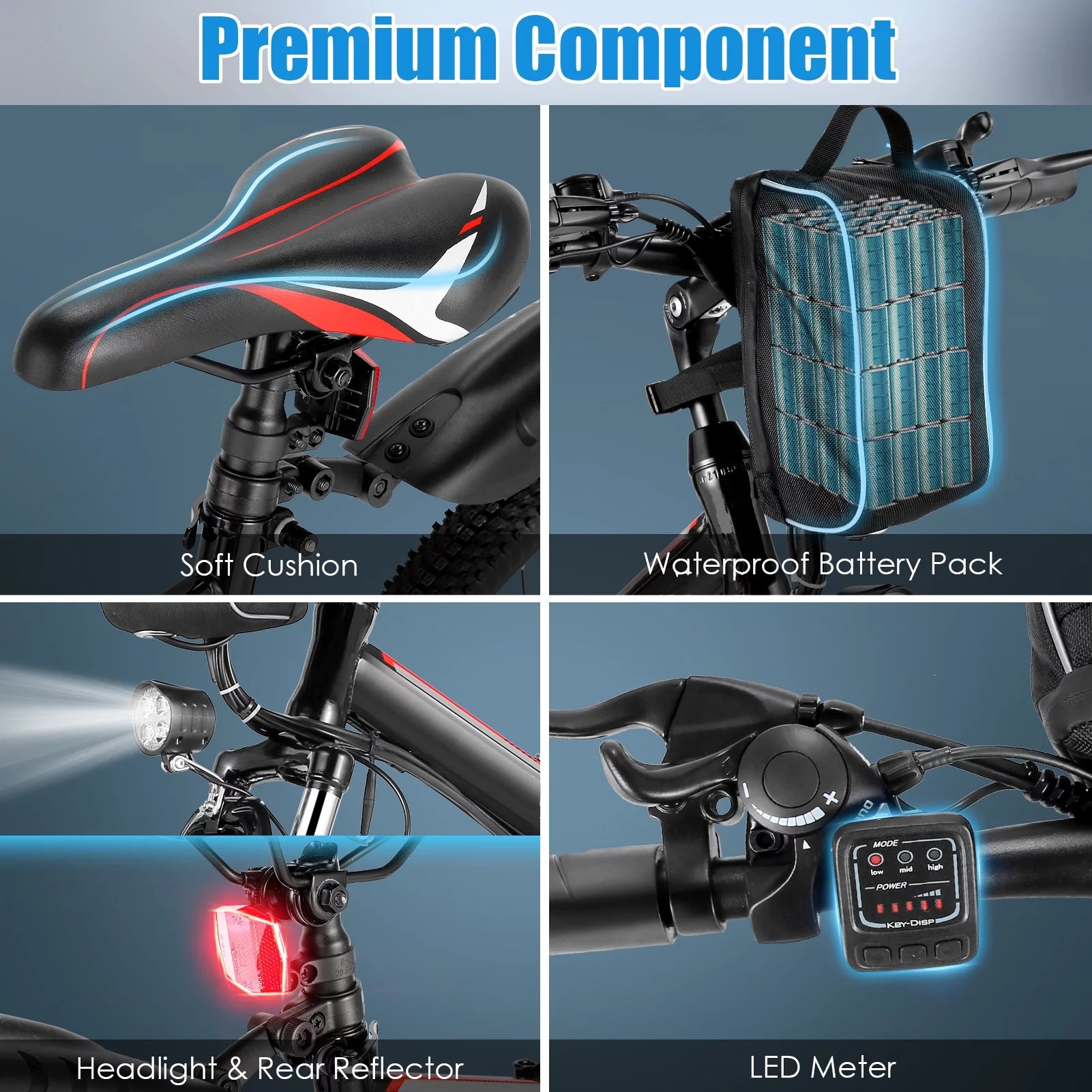 Folding Electric Mountain Bike for Adults, 48V 7.8Ah, 21 Speed W320