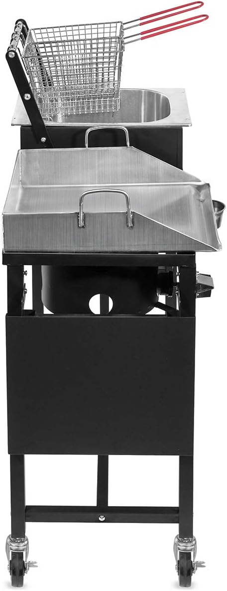 Outdoor Dual Burner Propane Stove with Side Shelves E177618