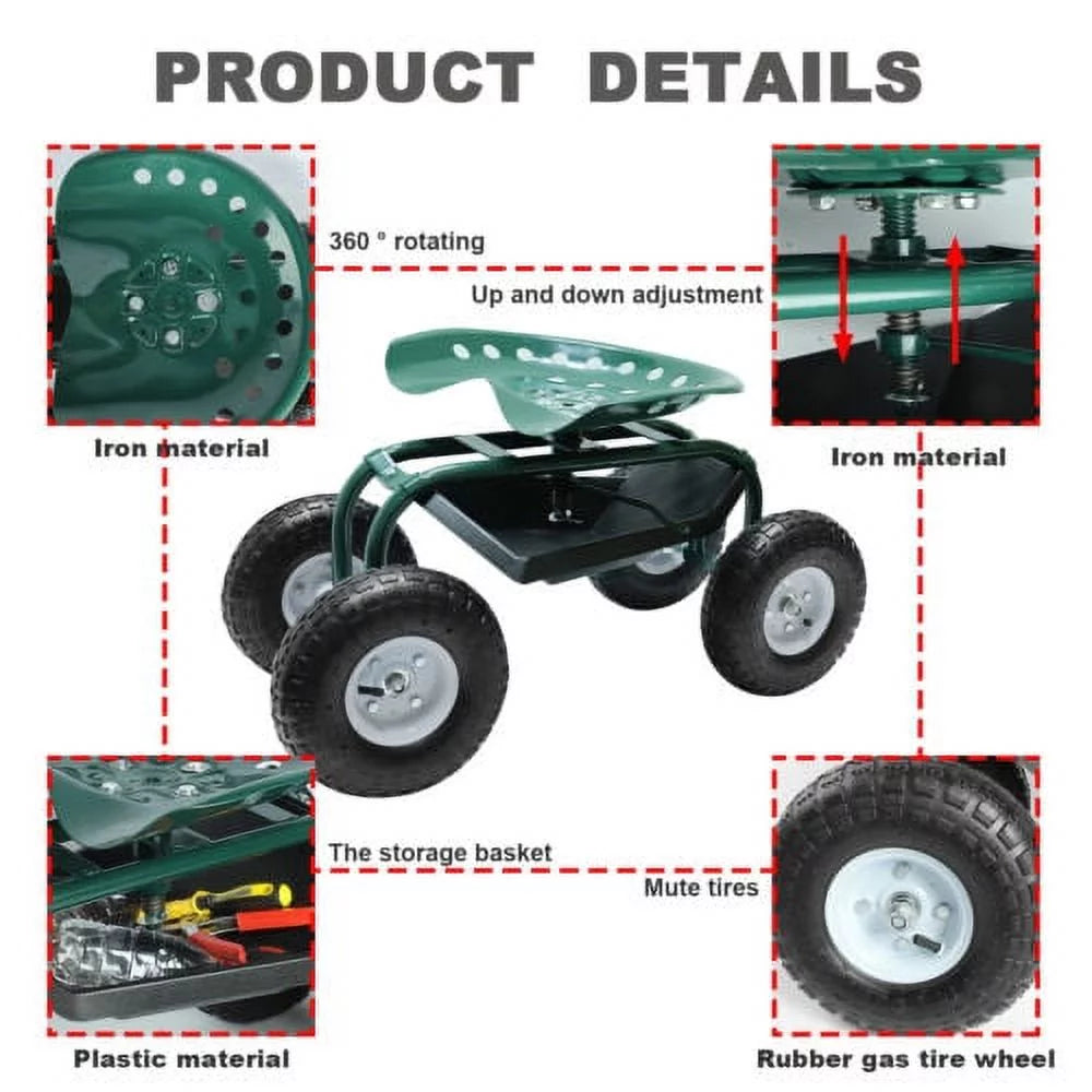 Gardening Seat Cart with Swivel Wheels R950269