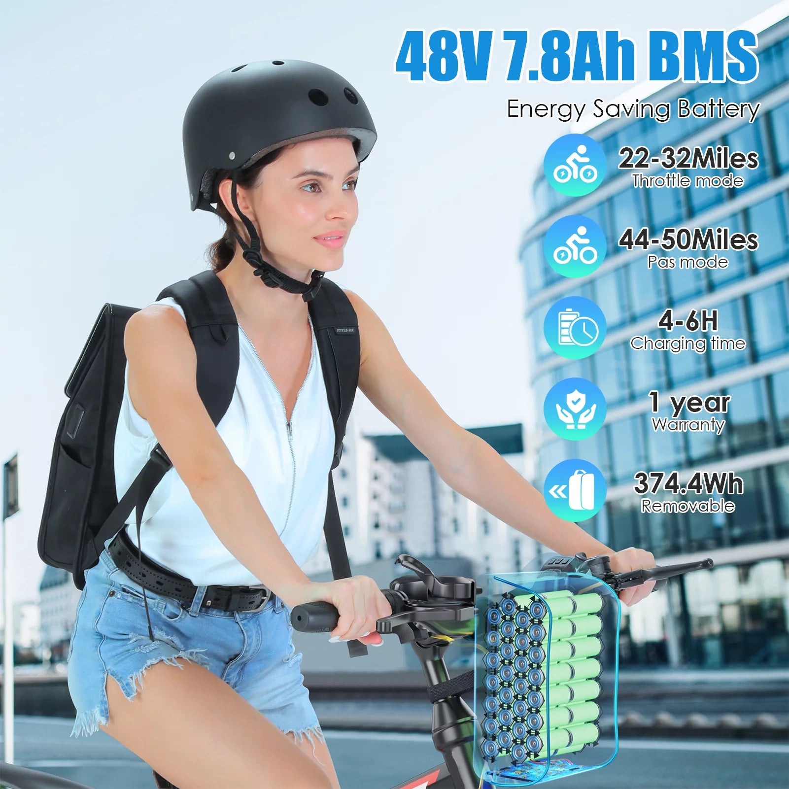 Folding Electric Mountain Bike for Adults, 48V 7.8Ah, 21 Speed W320