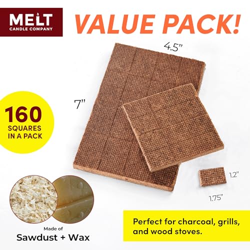 Fire Starter Squares, 160 pcs for Campfire, Grill, Fire Pit, BBQ R55260