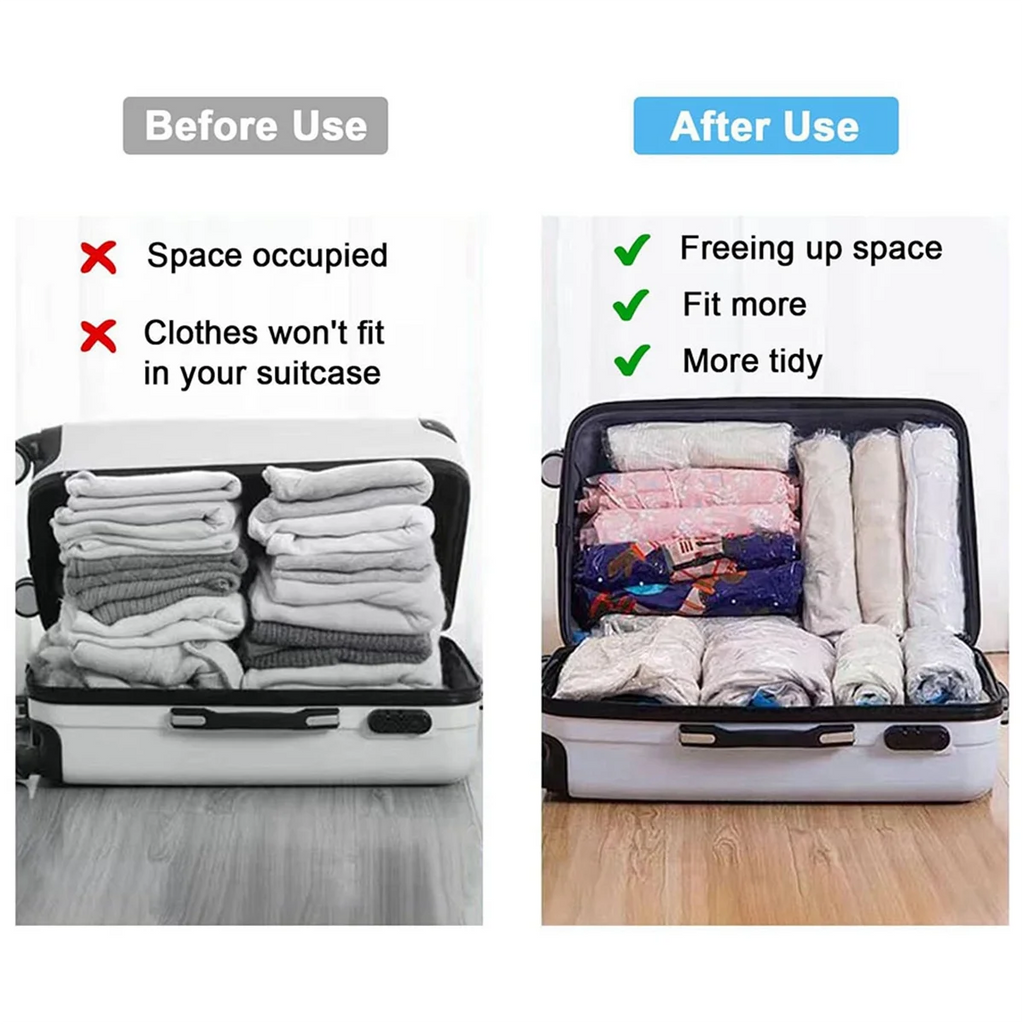 Reusable Roll Up Compression Bags for Travel, Medium Vacuum Storage Y7384