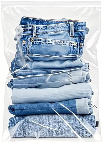 Large 5 Gallon Plastic Storage Bags (10 Pack) - 18" x 24", 2.4 Mil Thick, Resealable Clear Zipper Bags for Clothes, Travel &amp; Moving
