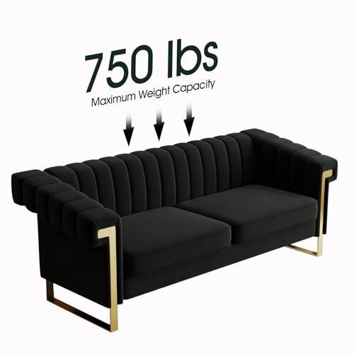 83" Velvet 3-Seater Tufted Sofa with Solid Wood Frame V9870
