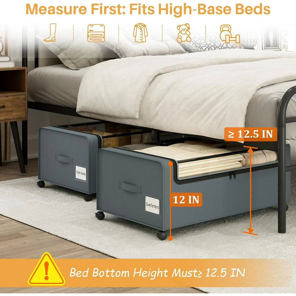 Under Bed Storage Bins with Clear Lid and Wheels, 2 Pack M761