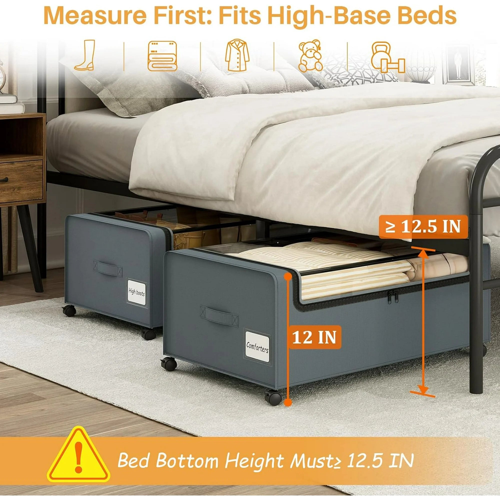 Under Bed Storage Bins with Clear Lid and Wheels, 2 Pack M761