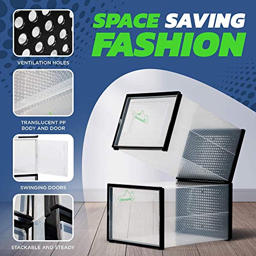 Shoe Storage Boxes 6 Pack, Clear Plastic Stackable, Large Y3472