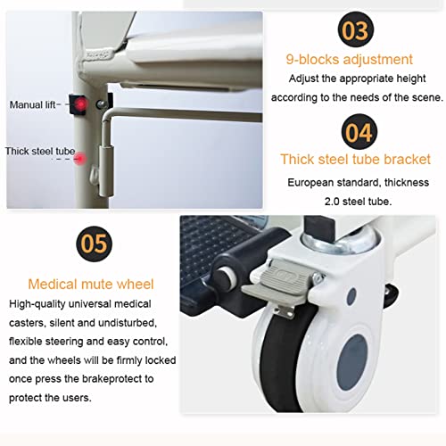 Patient Lift Wheelchair for Home, Nursing Elderly Transfer Lifter with 180° Split Seat, 200 Lbs Capacity E613
