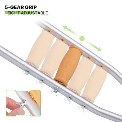 Aluminum Underarm Crutches for Adults, Adjustable Lightweight, Medium P8102