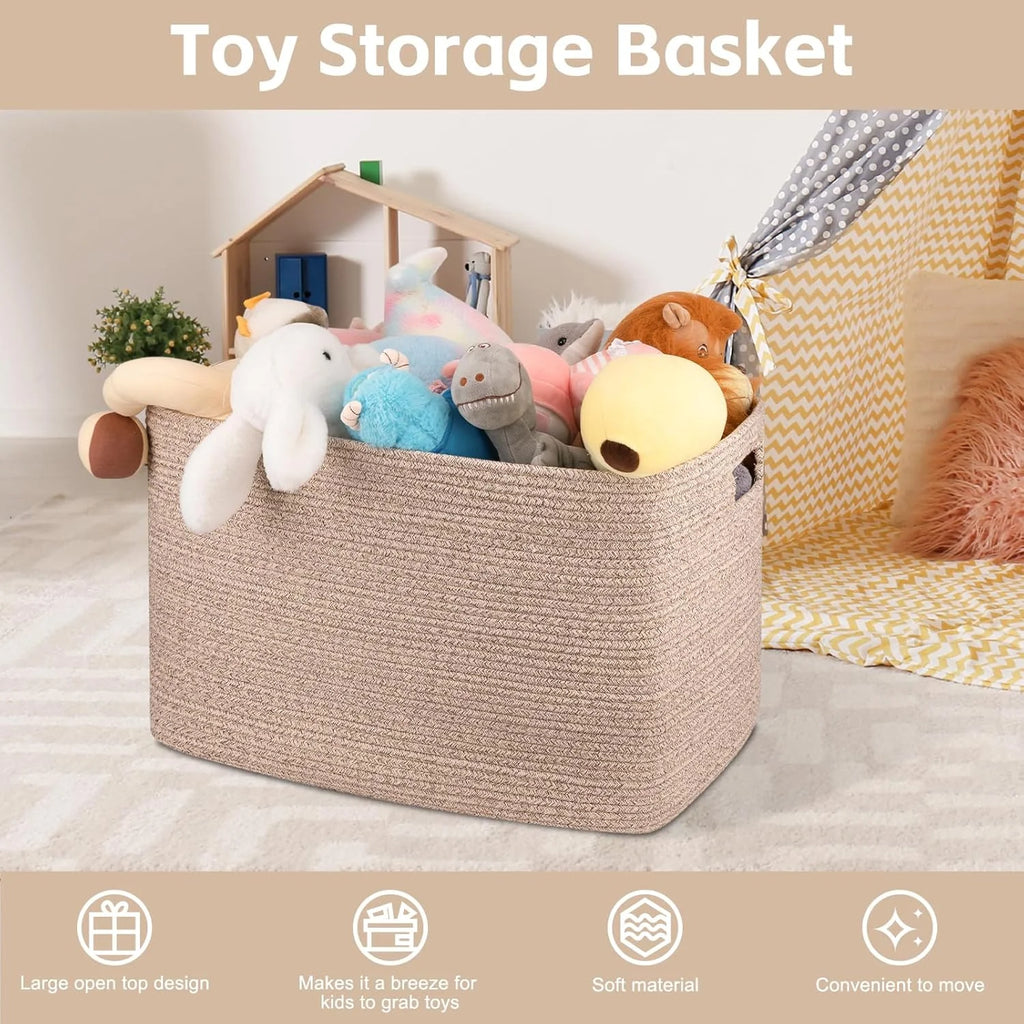 Cotton Rope Storage Basket, Oversized Blanket Basket for Living Room, Bedroom, Nursery A923987