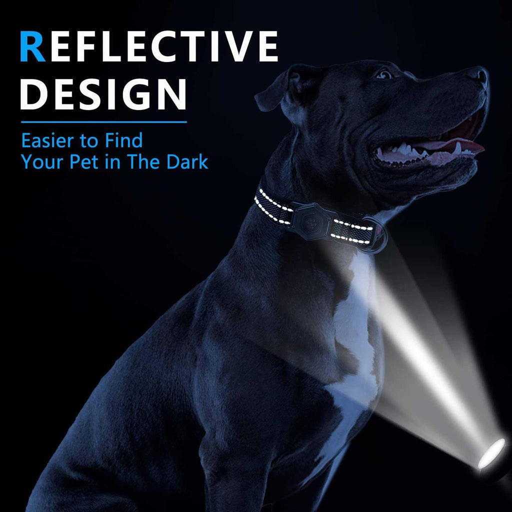 Waterproof GPS Tracking Dog Collar with Reflective Strip, Adjustable Soft Pet Collar U92419