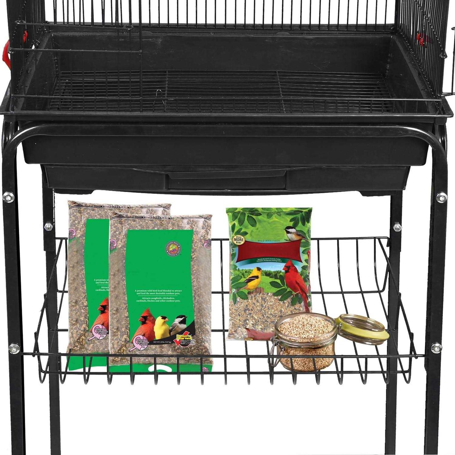 Large Wrought Iron Bird Cage with Rolling Stand for Parakeet C5765