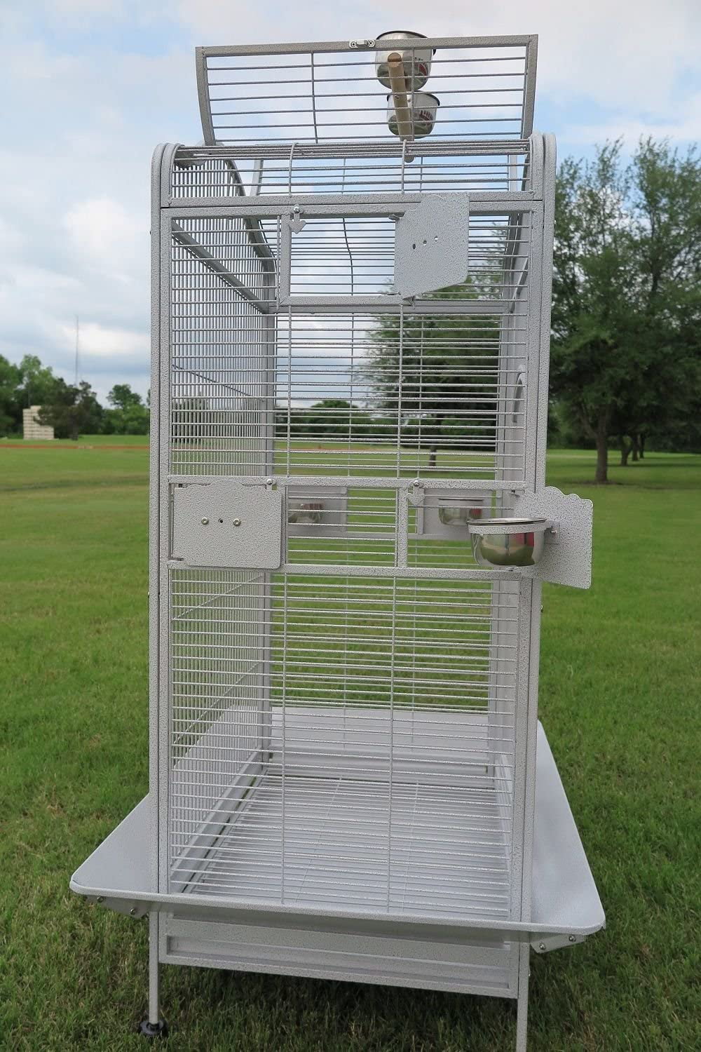 Extra Large Wrought Iron Open Play Top Bird Cage Stand with Rolling Stand H302654