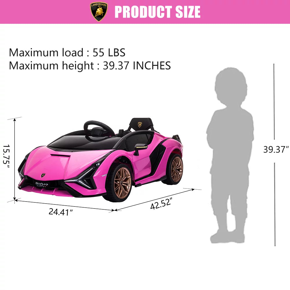 Pink Ride On Sports Car with Remote Control, 12V Electric Battery Powered Toy for Kids P8161