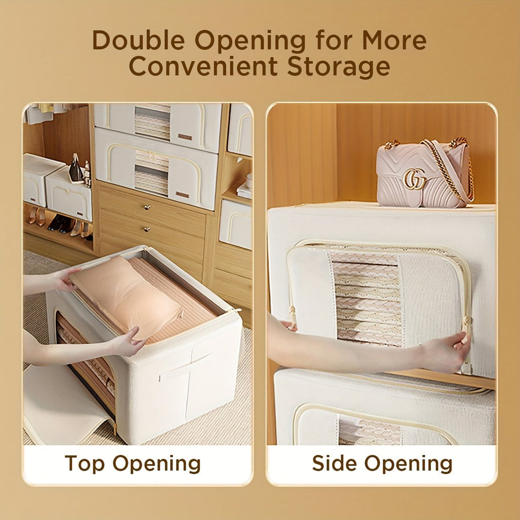 Steel Frame Storage Bins with Clear Window, Foldable Stackable, 2-Pack U5921