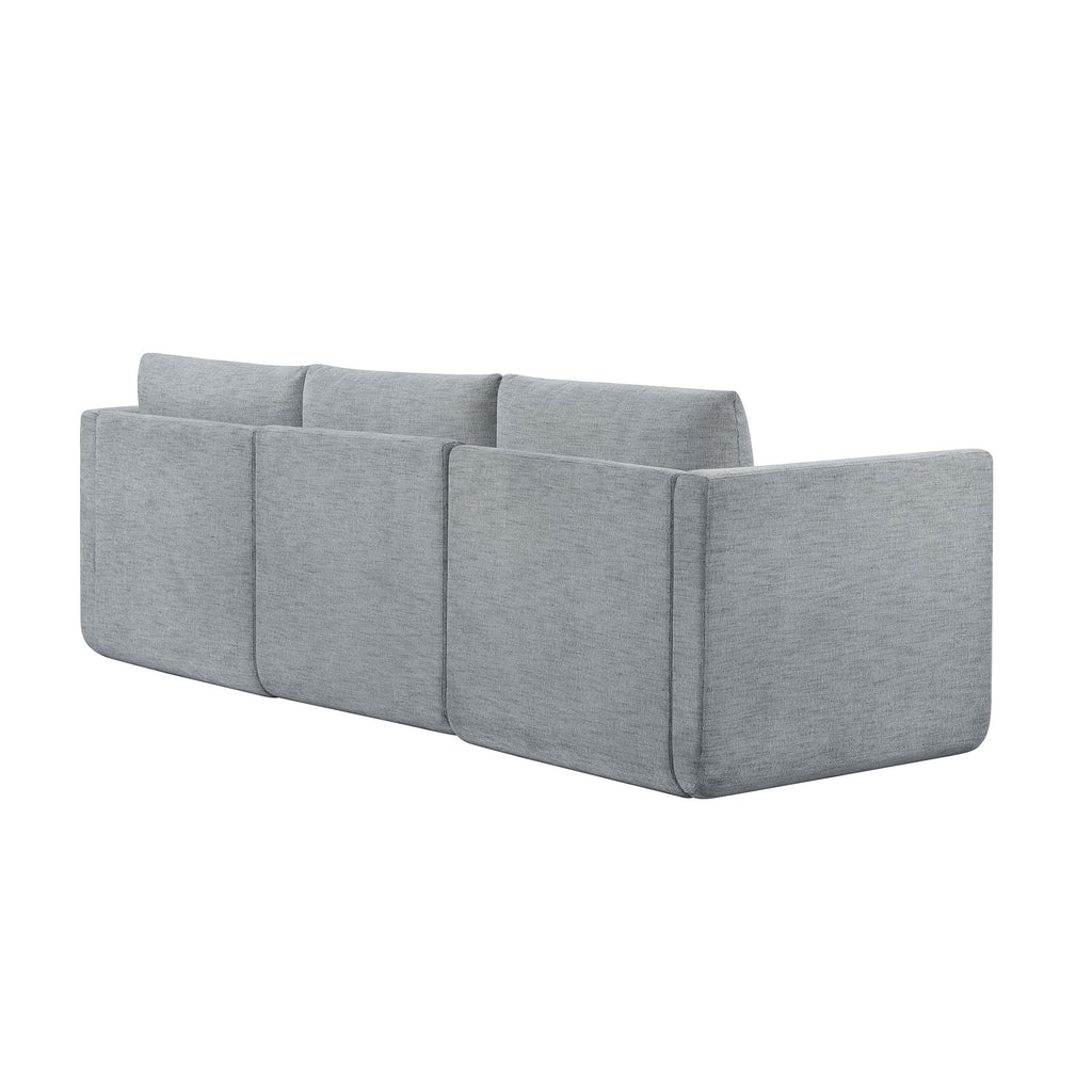 Modular Sectional Sofa with Ottoman, Gray Fabric C1383
