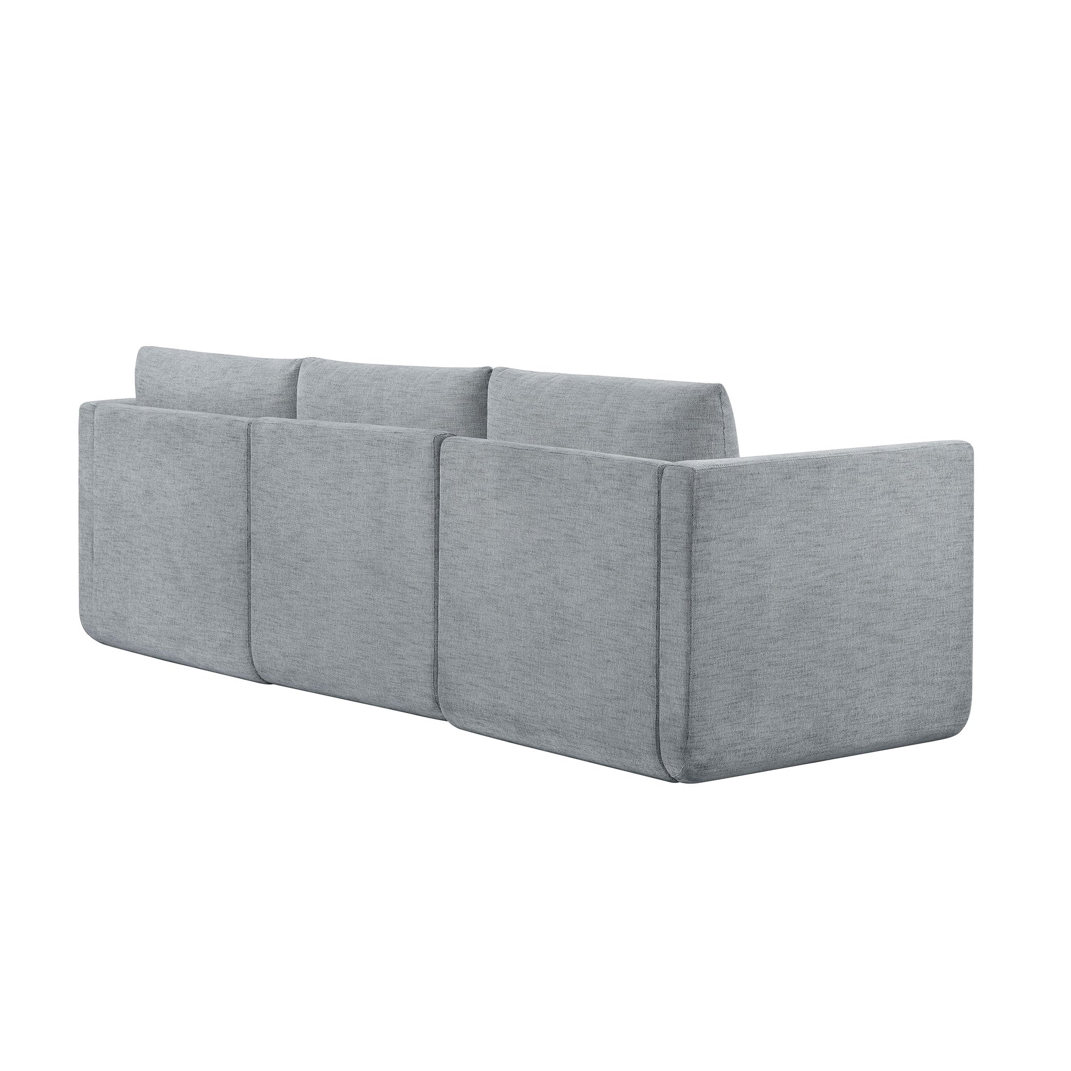 Modular Sectional Sofa with Ottoman, Gray Fabric C1383