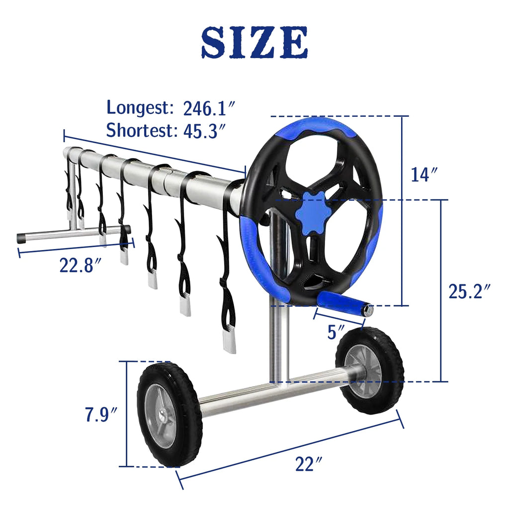 20 ft Aluminum Pool Cover Reel Set for Inground Swimming Pool K204