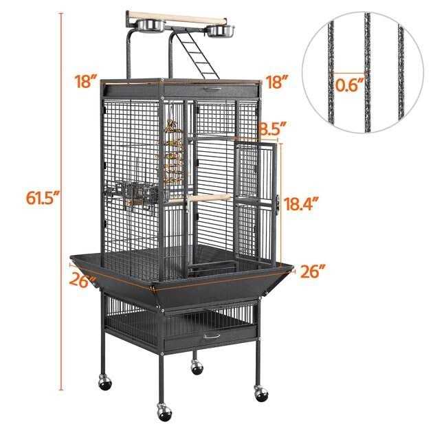 Rolling Parrot Cage with Playtop B539632