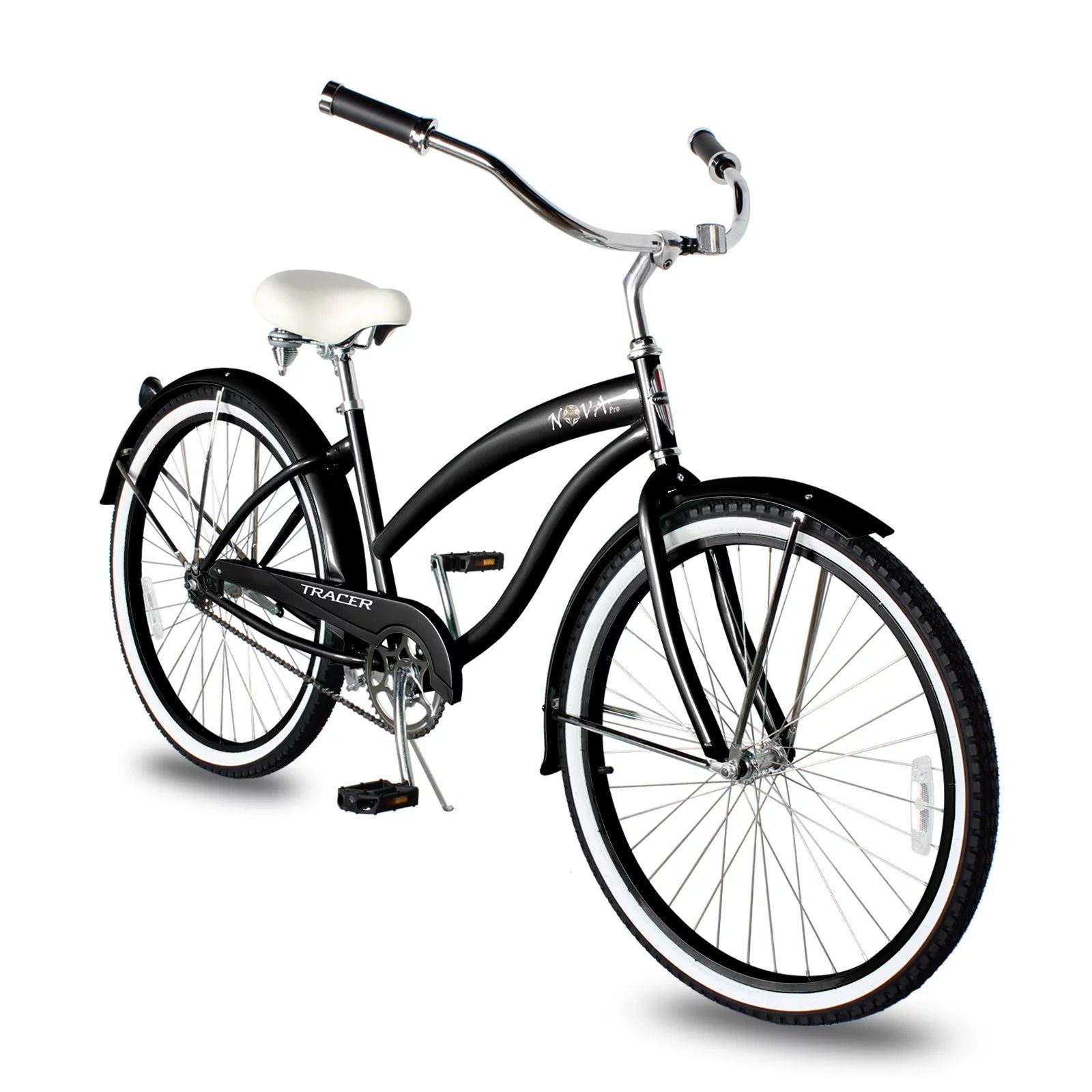 2023 TRACER Nova Beach Cruiser Bike for Women, 26 Inch Wheels, Hi Ten Steel Frame, 1 Speed, Coaster Brake, Hybrid Bike for Adults, Complete Cruiser Bikes, Matte Black Color