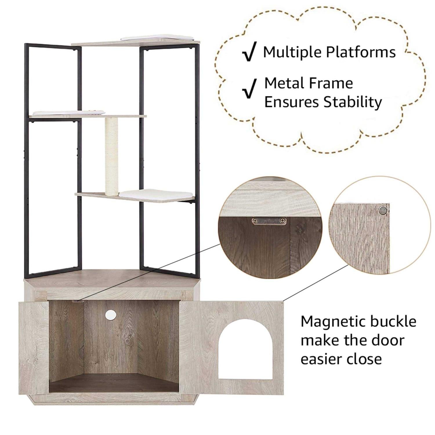Corner Box Enclosure with Cat Tree Tower Cat Litter G6475