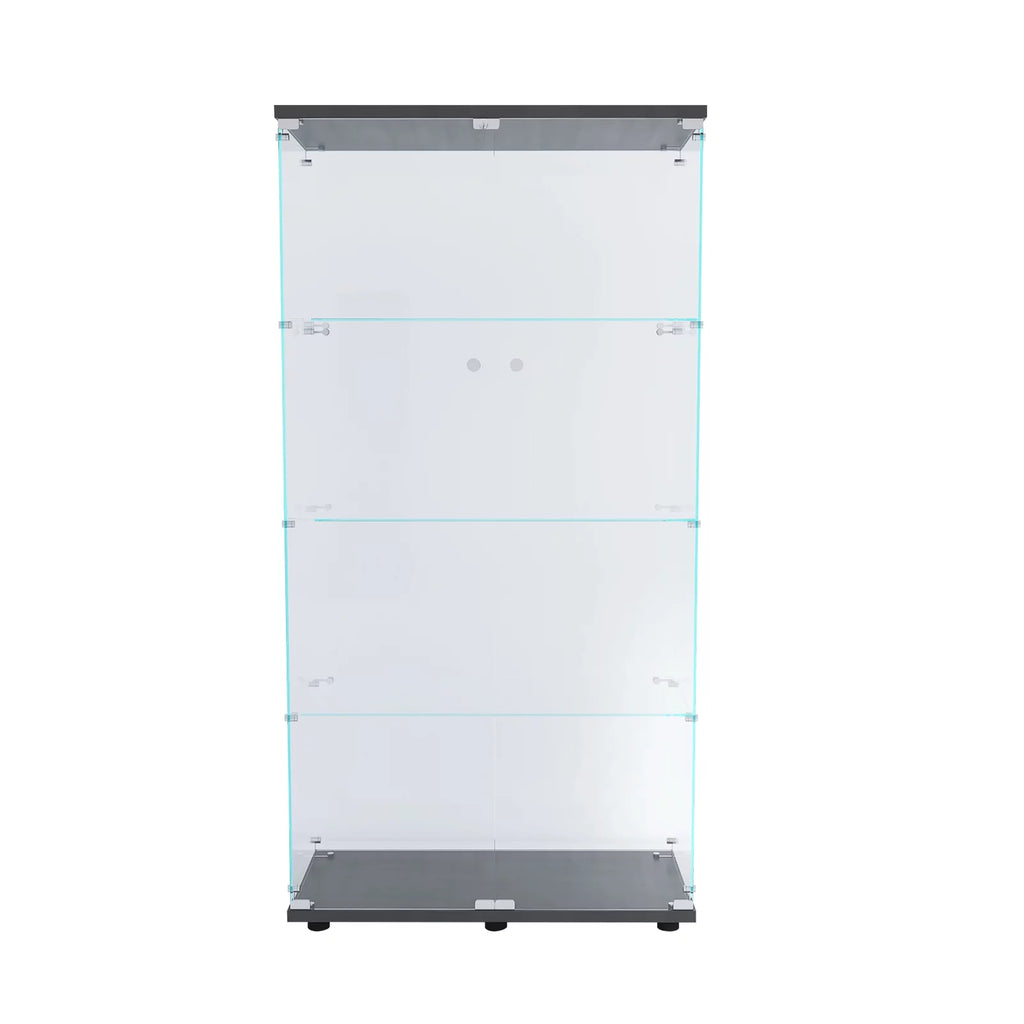 Glass Cabinet with 2 Clear Doors, 4 Shelves, 64" High, Black N9162