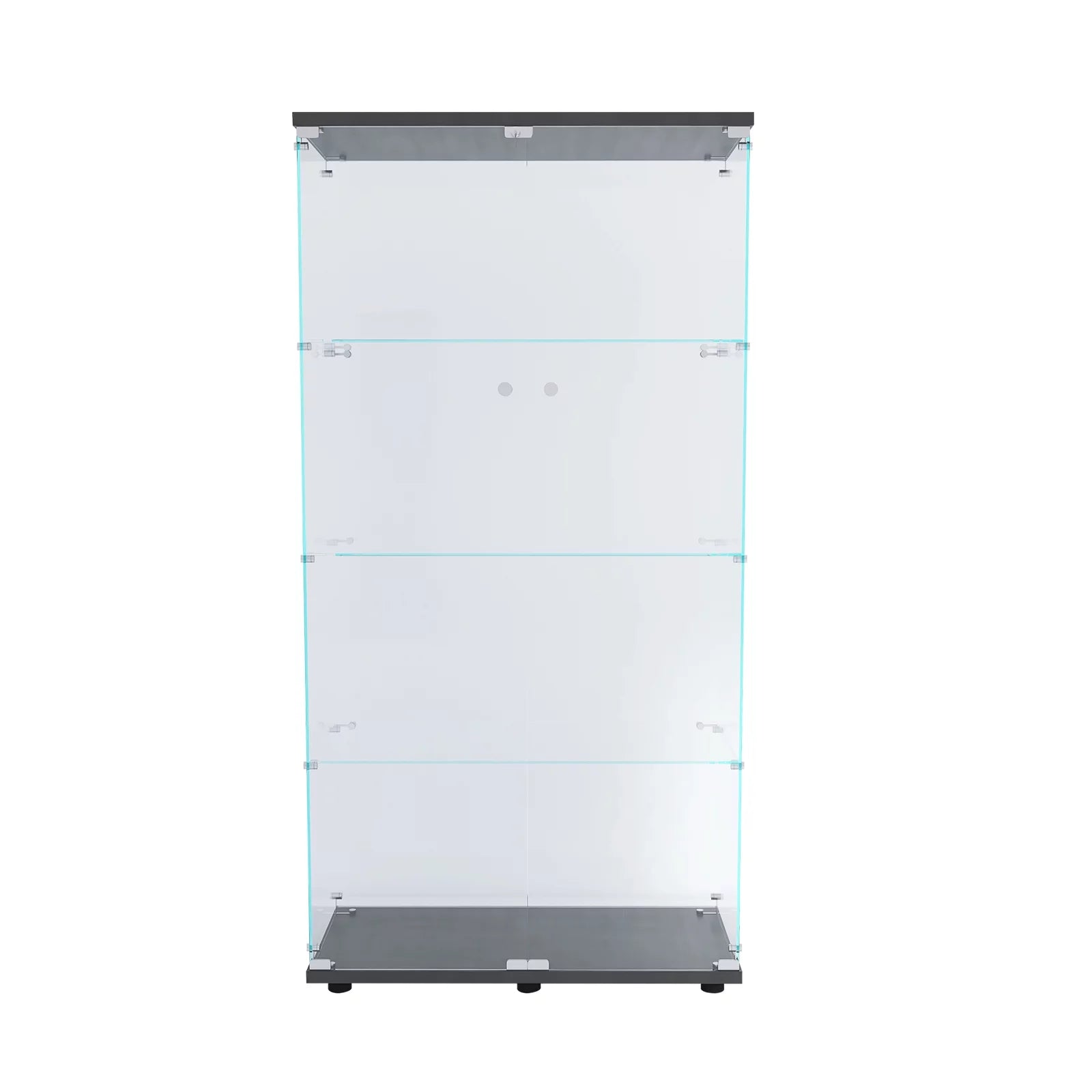 Glass Cabinet with 2 Clear Doors, 4 Shelves, 64" High, Black N9162