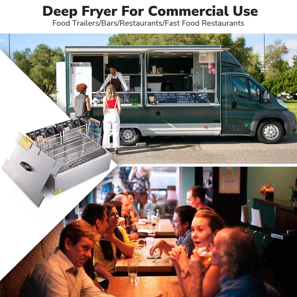 Electric Deep Fryer 20L Stainless Steel Commercial P43186