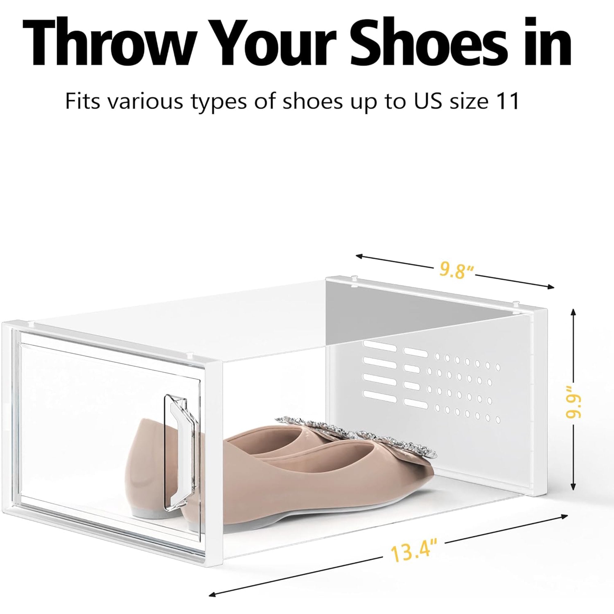 Shoe Storage Box 12 Pack Stackable Breathable M250