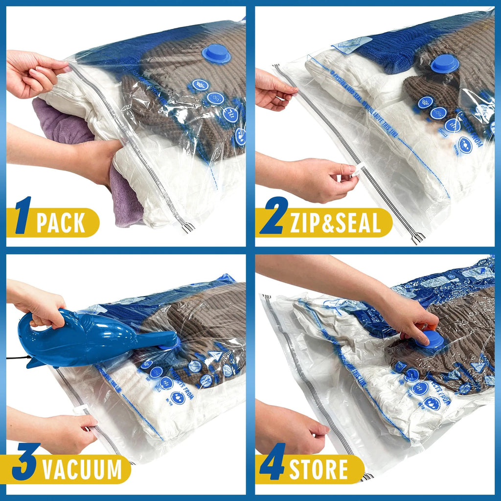Jumbo Vacuum Storage Bags 8 Pack with Hand Pump D80391