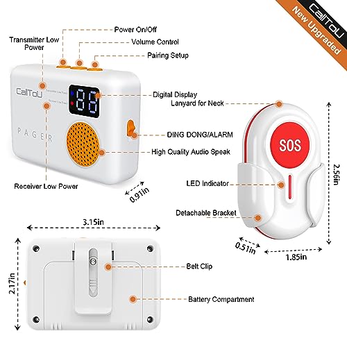 Wireless Call Button for Elderly Monitoring with 2 Receivers and 2 SOS Buttons M347037