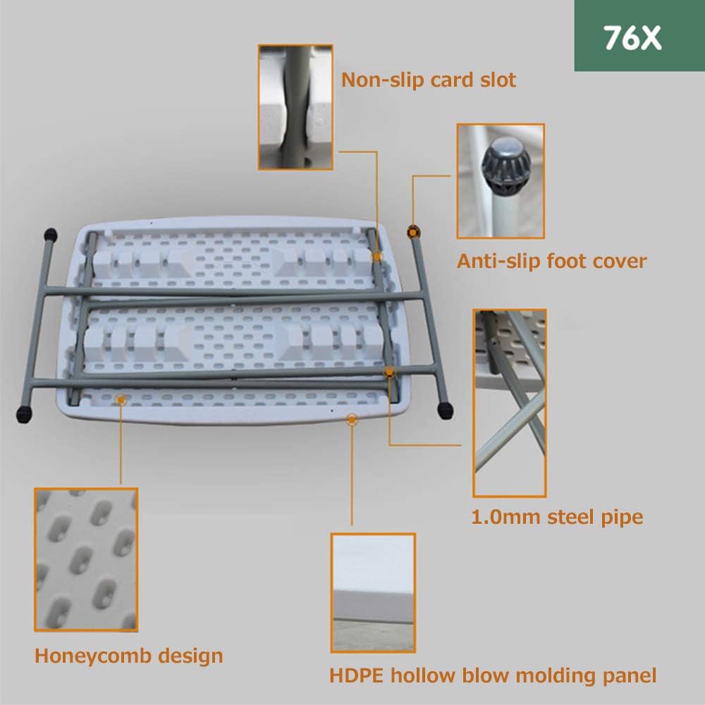 Lightweight Folding Table for Small Spaces, White S2383