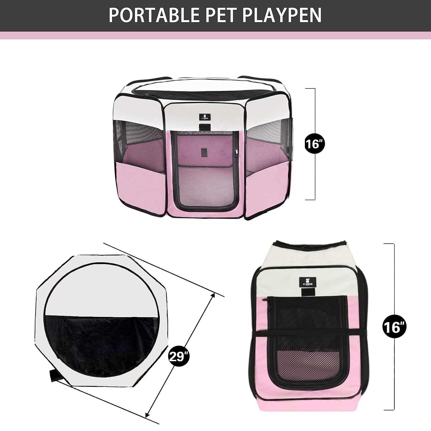 Foldable Pet Playpen with Removable Top for Indoor Outdoor Use D52596