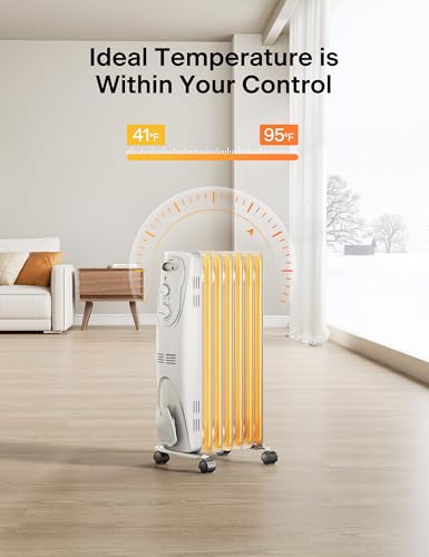 Oil Filled Radiator Heater for Indoor Use, 1500W, 3 Heat Settings, Black L661109