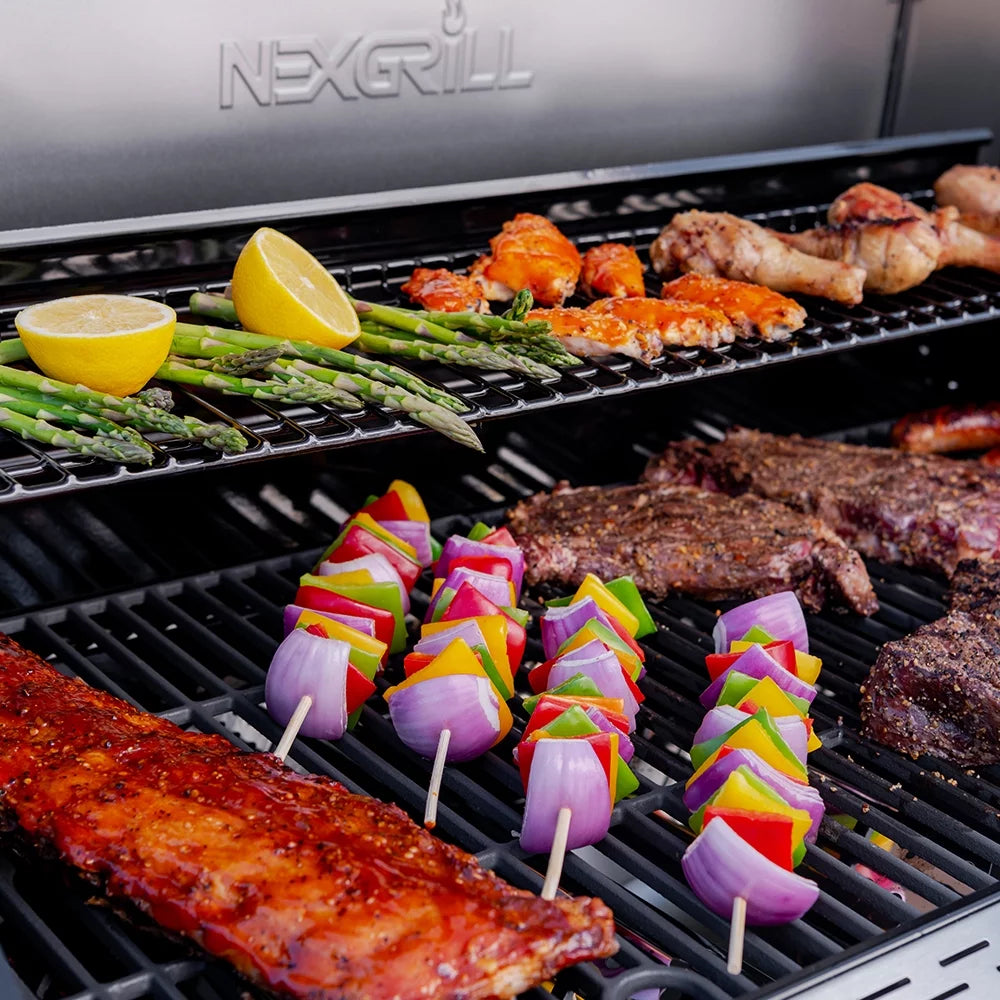 5-Burner Propane Gas Grill with Side Table and Ceramic Searing Side Burner M100