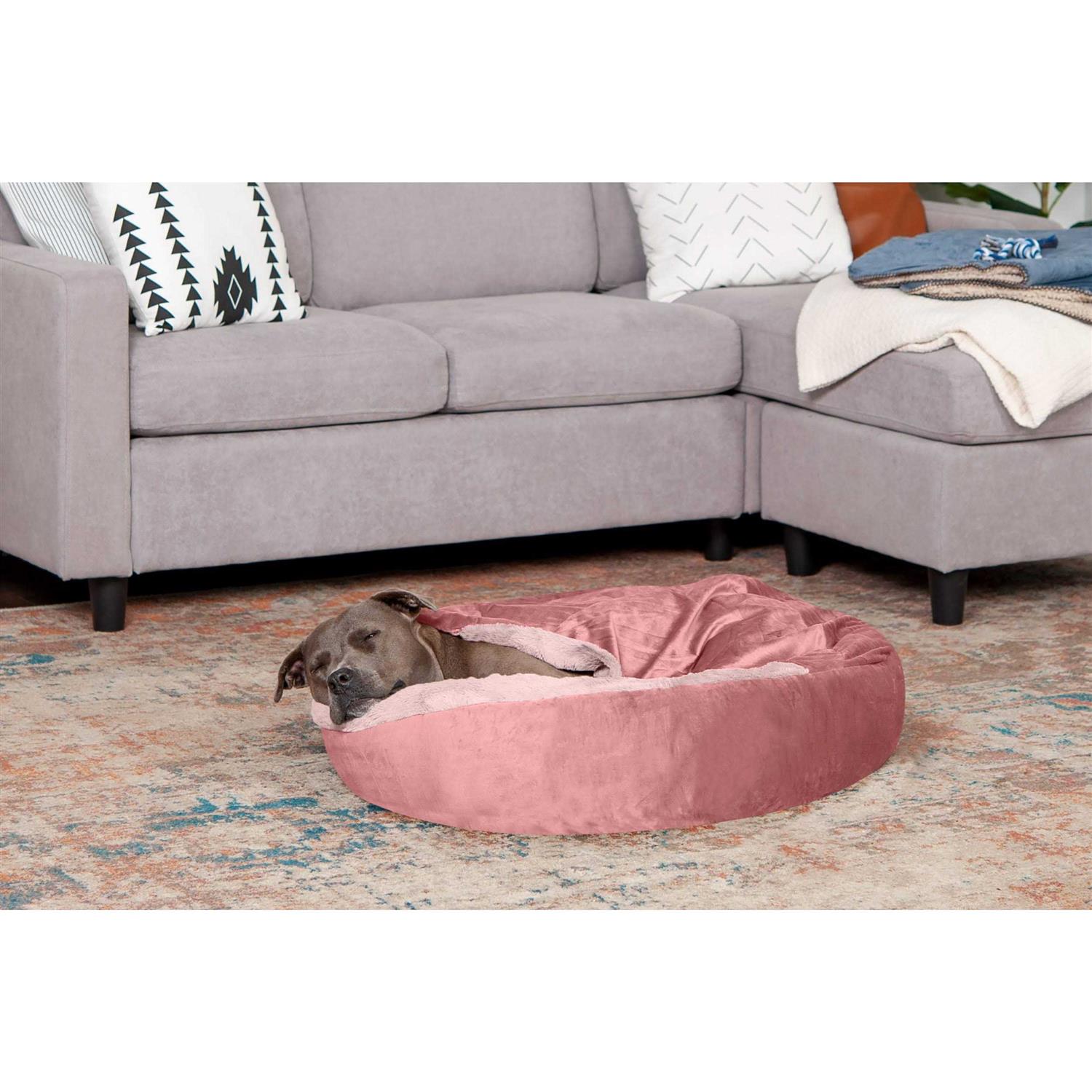 Faux Fur Hooded Donut Bed P4336