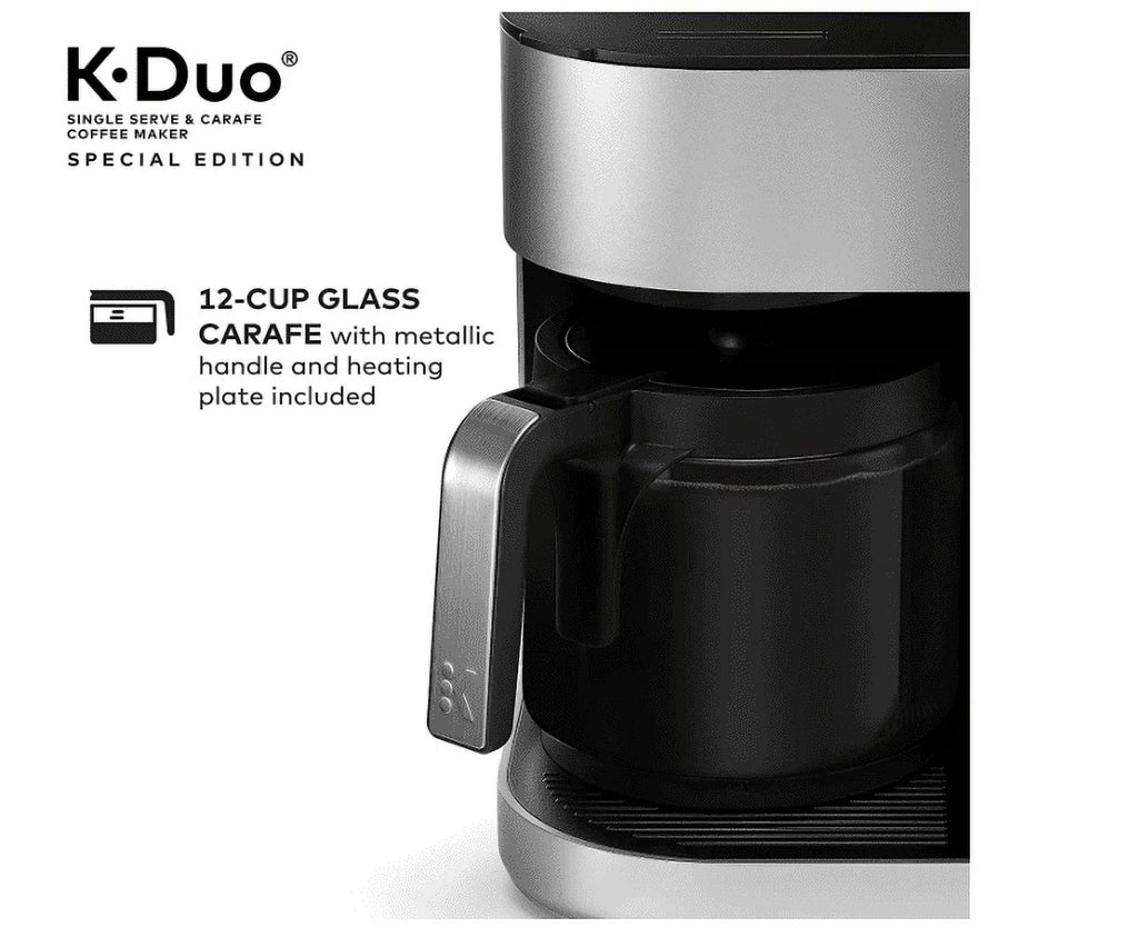 Single Serve and 12-Cup Drip Coffee Maker with K-Cup Pod Compatibility, Silver E8286