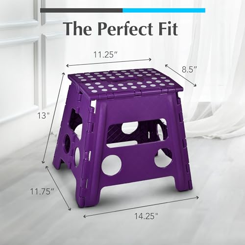 Folding Step Stool for Adults and Kids, One-Flip Open, Black D6735