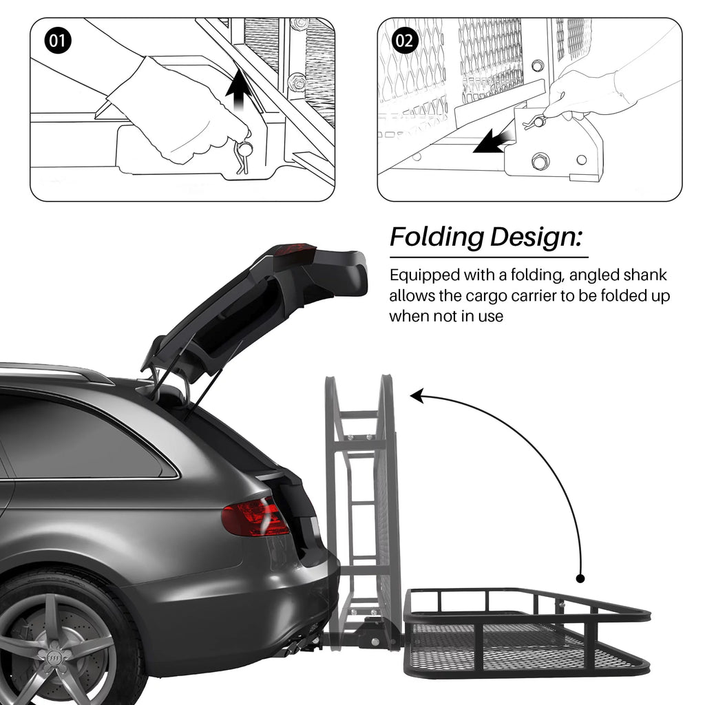 Folding Cargo Carrier Luggage Basket 2" Receiver Hitch 60" R34916