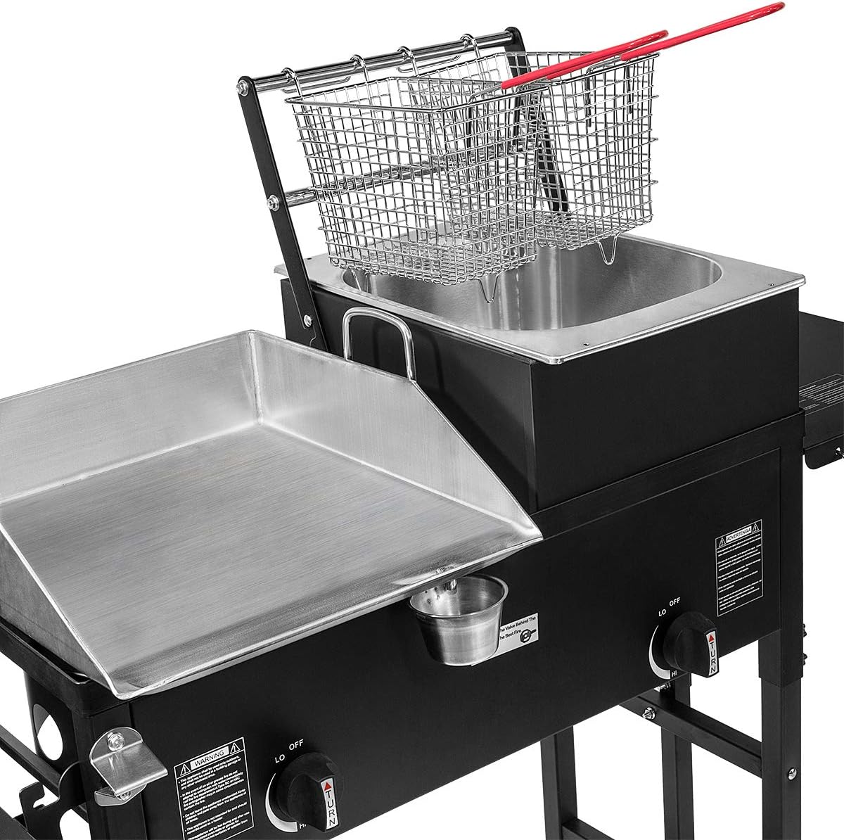 Outdoor Dual Burner Propane Stove with Side Shelves E177618